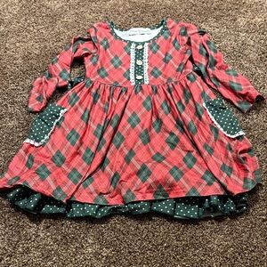 Plaid Red and Green Kids Dress